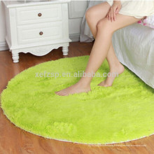 tapis rond de tapis de cheveux longs de microfibre de chambre verte